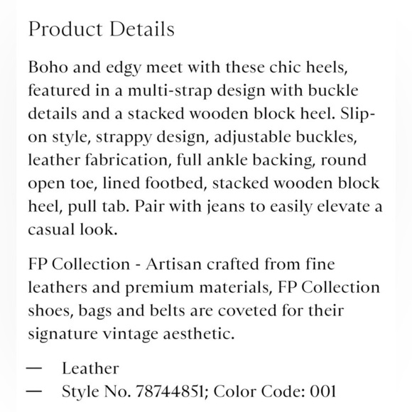 Free People sz 39 strappy heeled FP Collection - Buckle Up Baby Block Heels - Picture 10 of 10